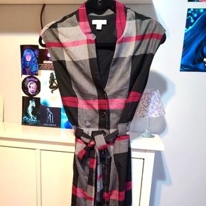 Lovely Grey, Black, and Maroon dress. Great to pair w/ previous listed Blazer